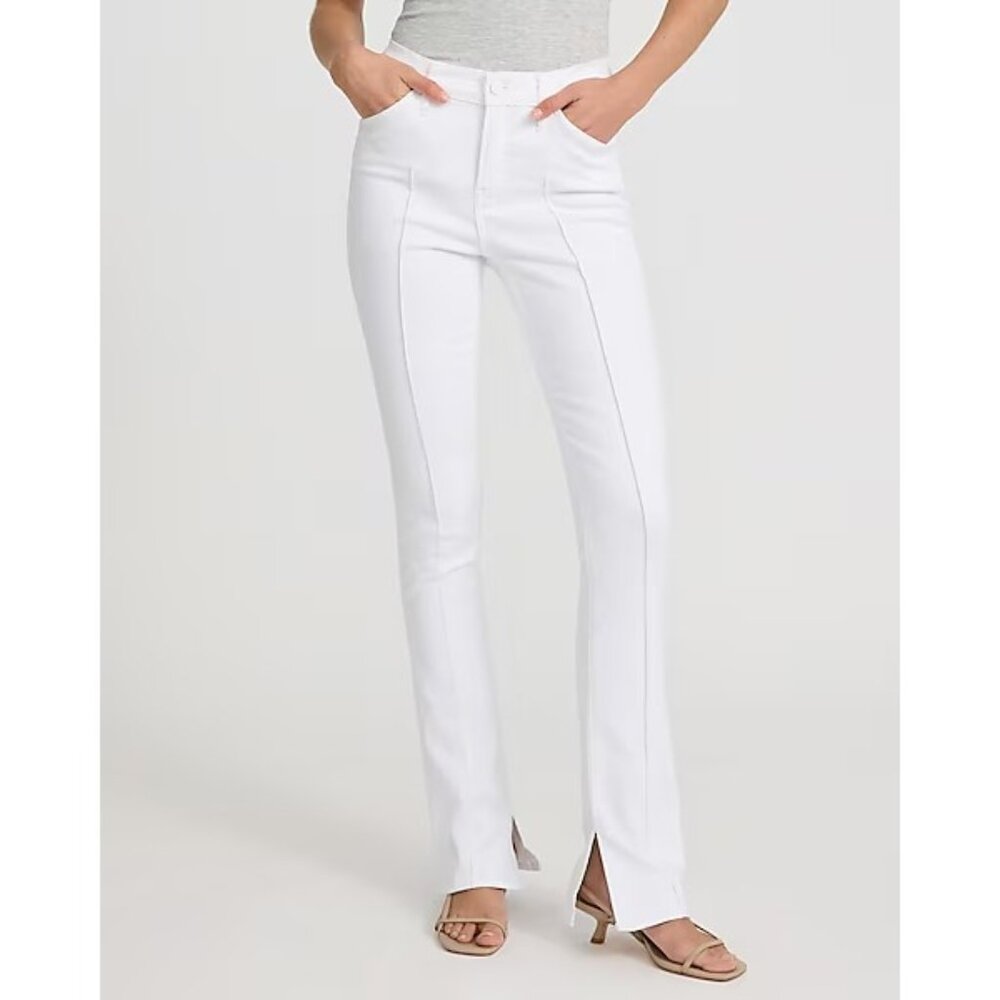 EXPRESS MID RISE WHITE PINTUCK SKYSCRAPER JEANS